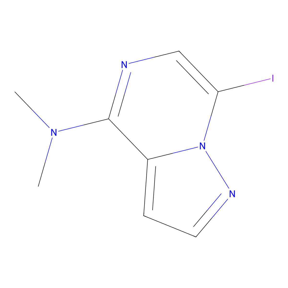 7-iodo-N,N-dimethylpyrazolo[1,5-a]pyrazin-4-amine molecular structure, CAS 3049389-38-7