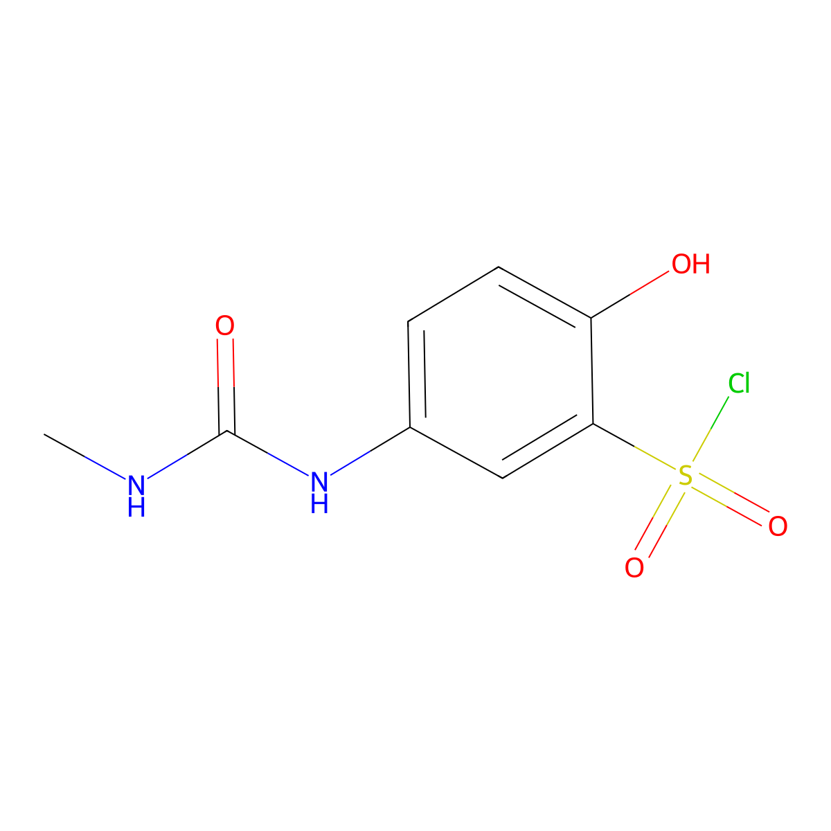 2-Hydroxy-5-(3-methylureido)benzene-1-sulfonyl chloride molecular structure, CAS 3049389-39-8