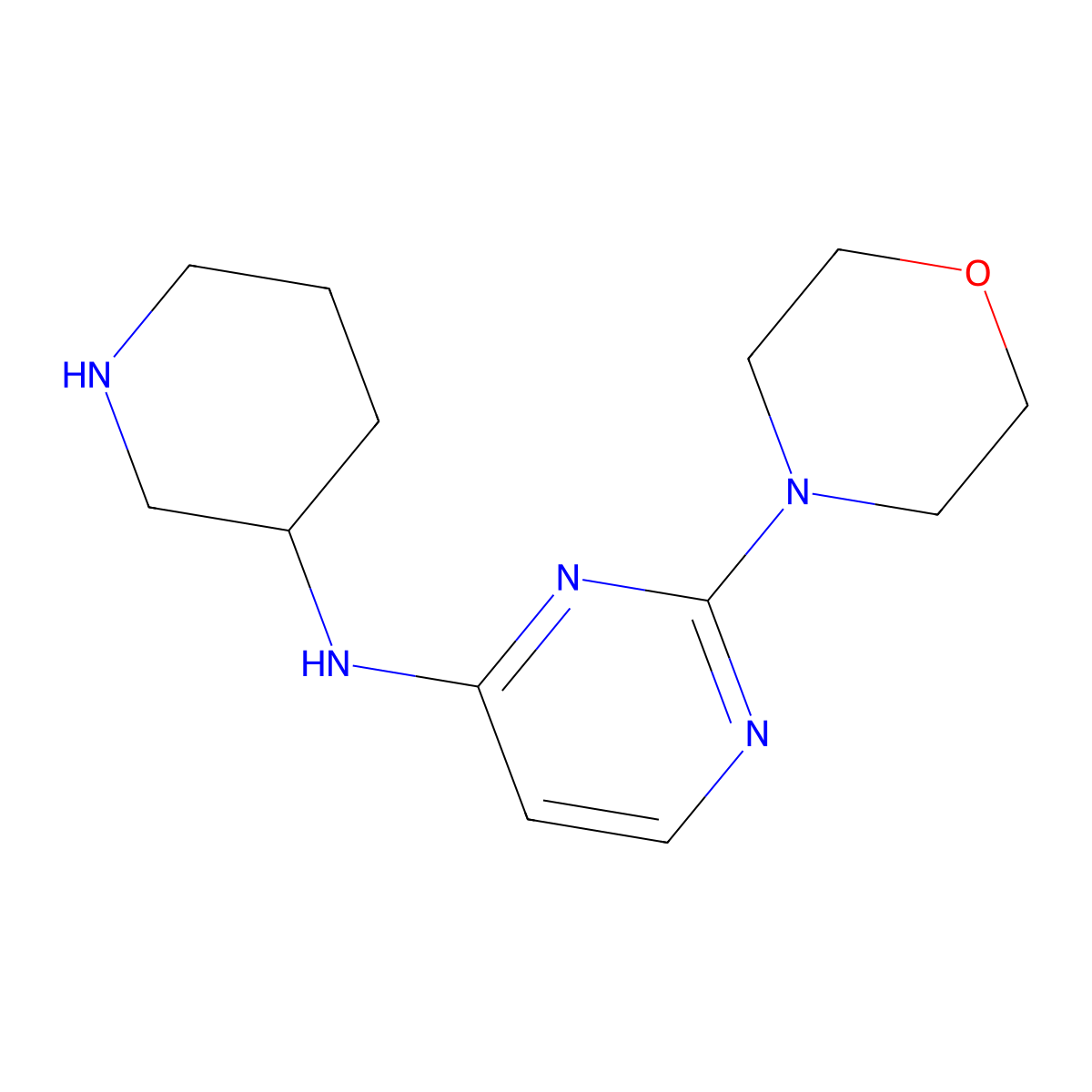 2-(morpholin-4-yl)-N-(piperidin-3-yl)pyrimidin-4-amine molecular structure, CAS 3049389-46-7