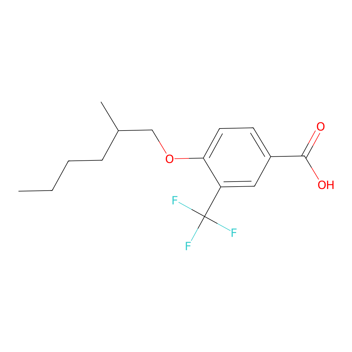 4-(2-Methylhexyloxy)-3-(trifluoromethyl)benzoic Acid molecular structure, CAS 3049389-47-8
