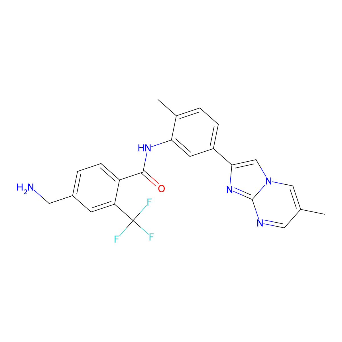 4-(aminomethyl)-N-[2-methyl-5-(6-methylimidazo[1,2-a]pyrimidin-2-yl)phenyl]-2-(trifluoromethyl)benzamide molecular structure, CAS 3049666-32-9