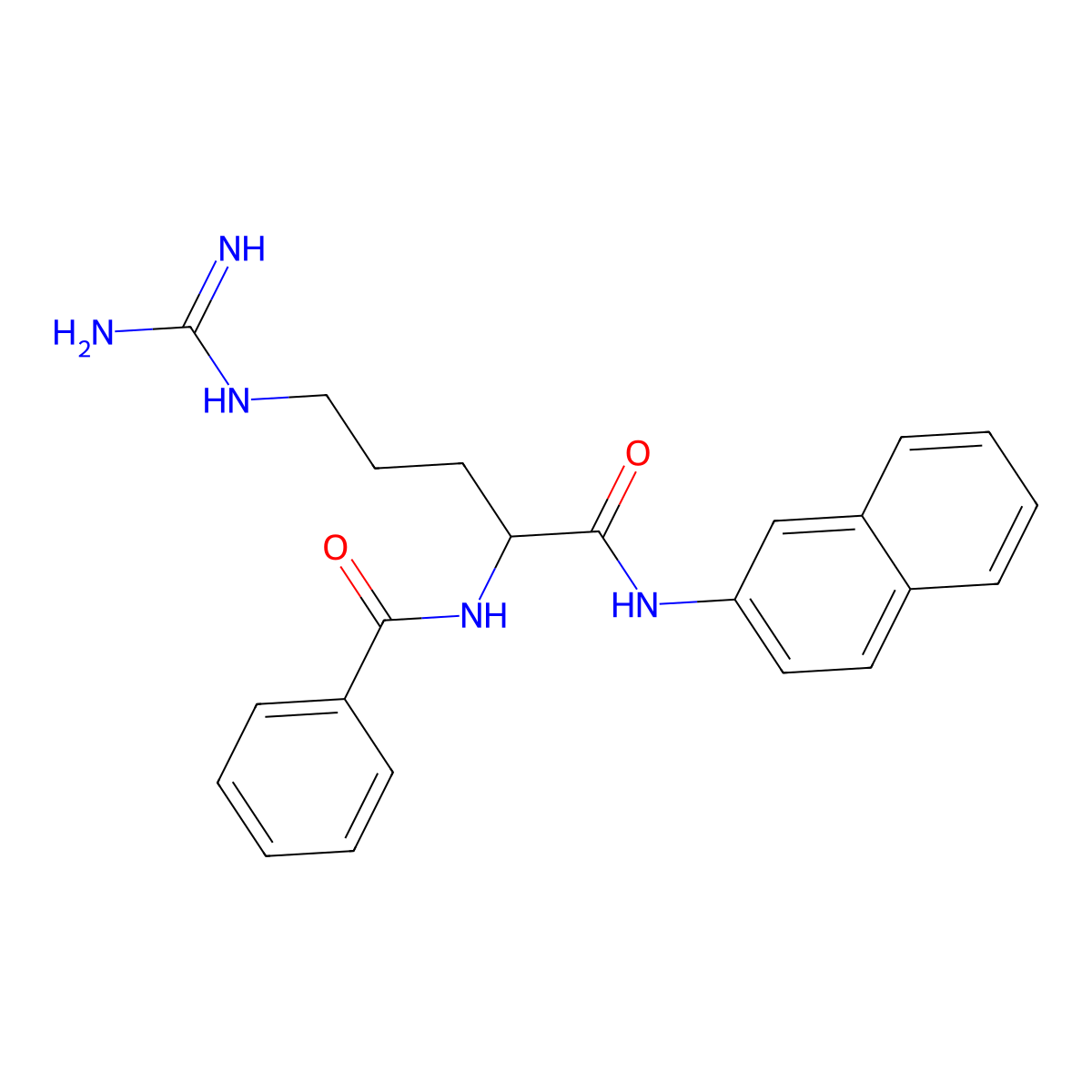 N-(4-((Aminoiminomethyl)amino)-1-((2-naphthalenylamino)carbonyl)butyl)benzamide molecular structure, CAS 305-09-9