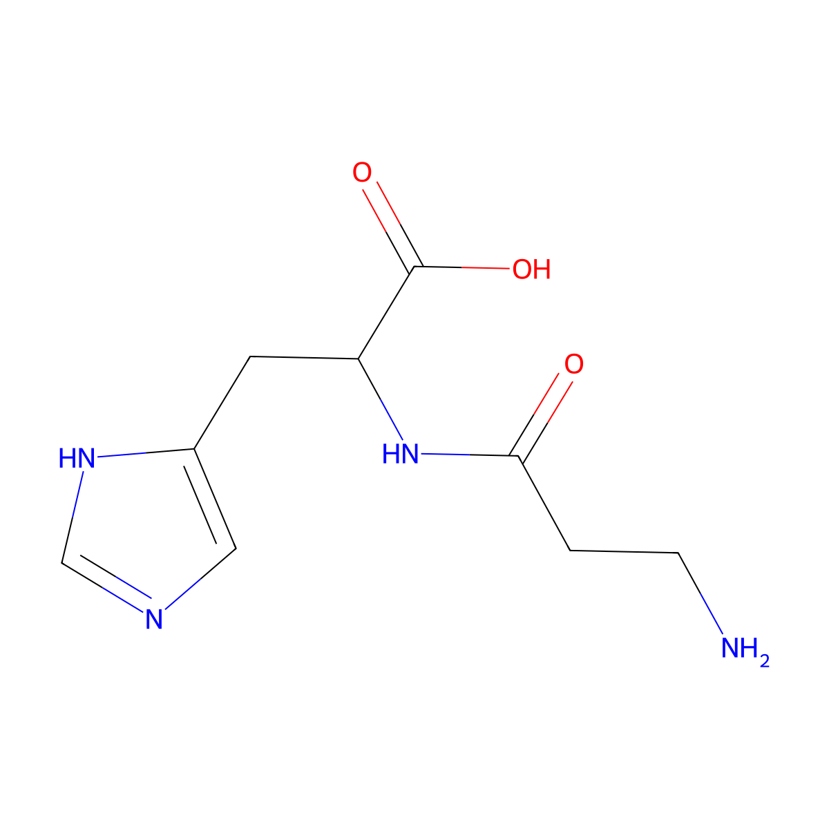 Beta-Alanylhistidine molecular structure, CAS 305-84-0