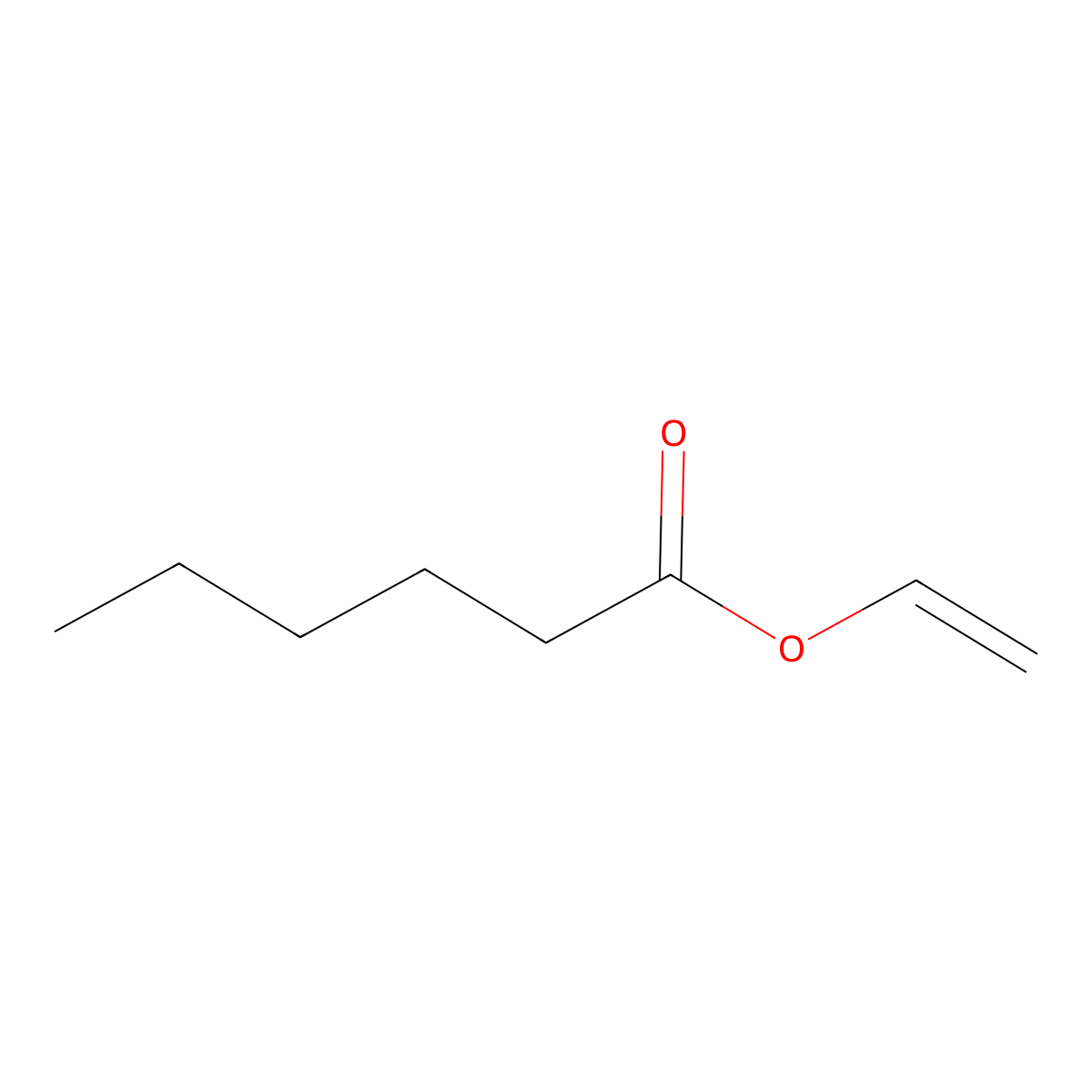 Vinyl hexanoate molecular structure, CAS 3050-69-9