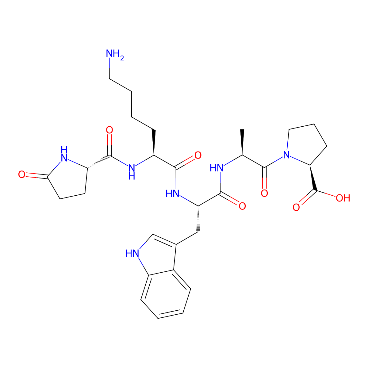 Pyroglutamyllysyltryptophylalanylproline molecular structure, CAS 30505-63-6