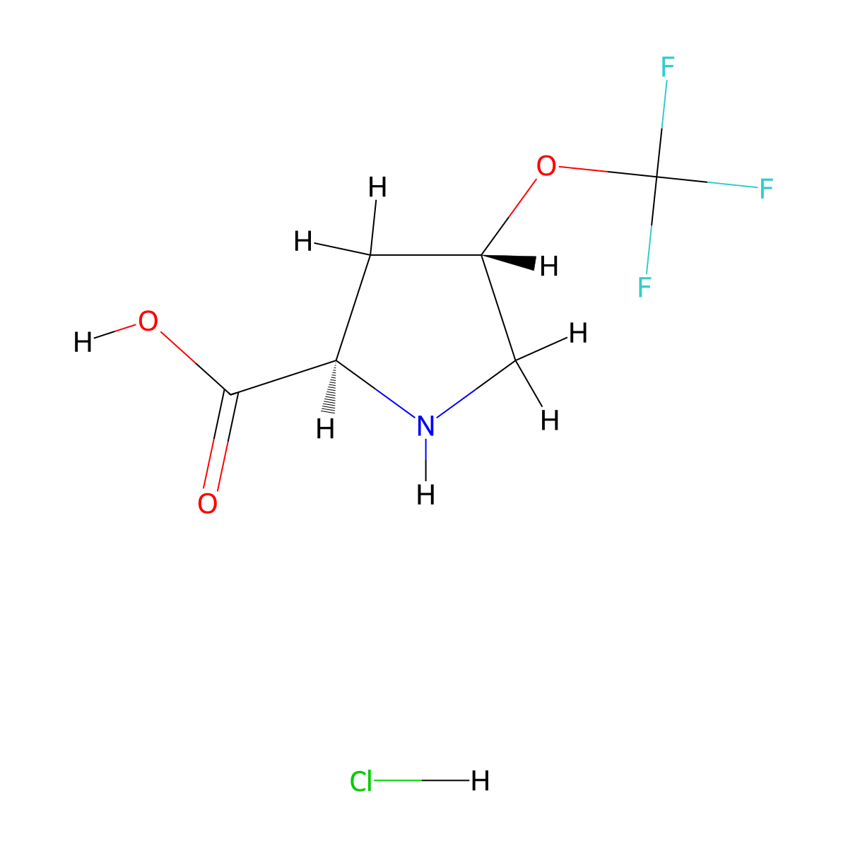 (2R,4S)-4-(trifluoromethoxy)pyrrolidine-2-carboxylic acid hydrochloride molecular structure, CAS 3050588-25-2