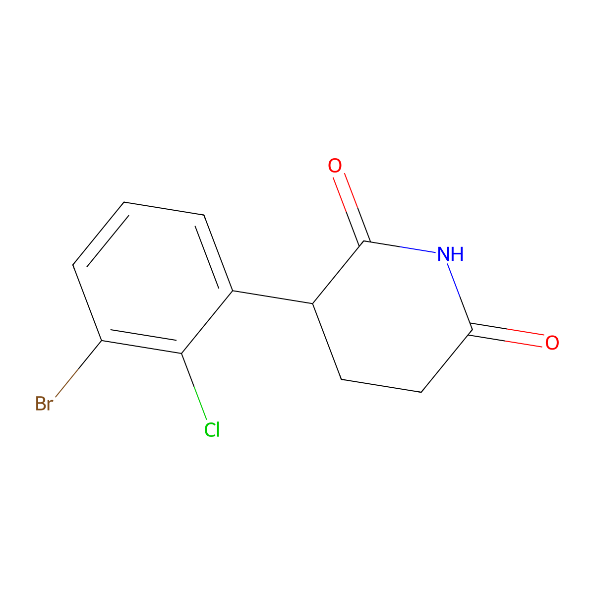 3-(3-Bromo-2-chlorophenyl)piperidine-2,6-dione molecular structure, CAS 3050687-70-9