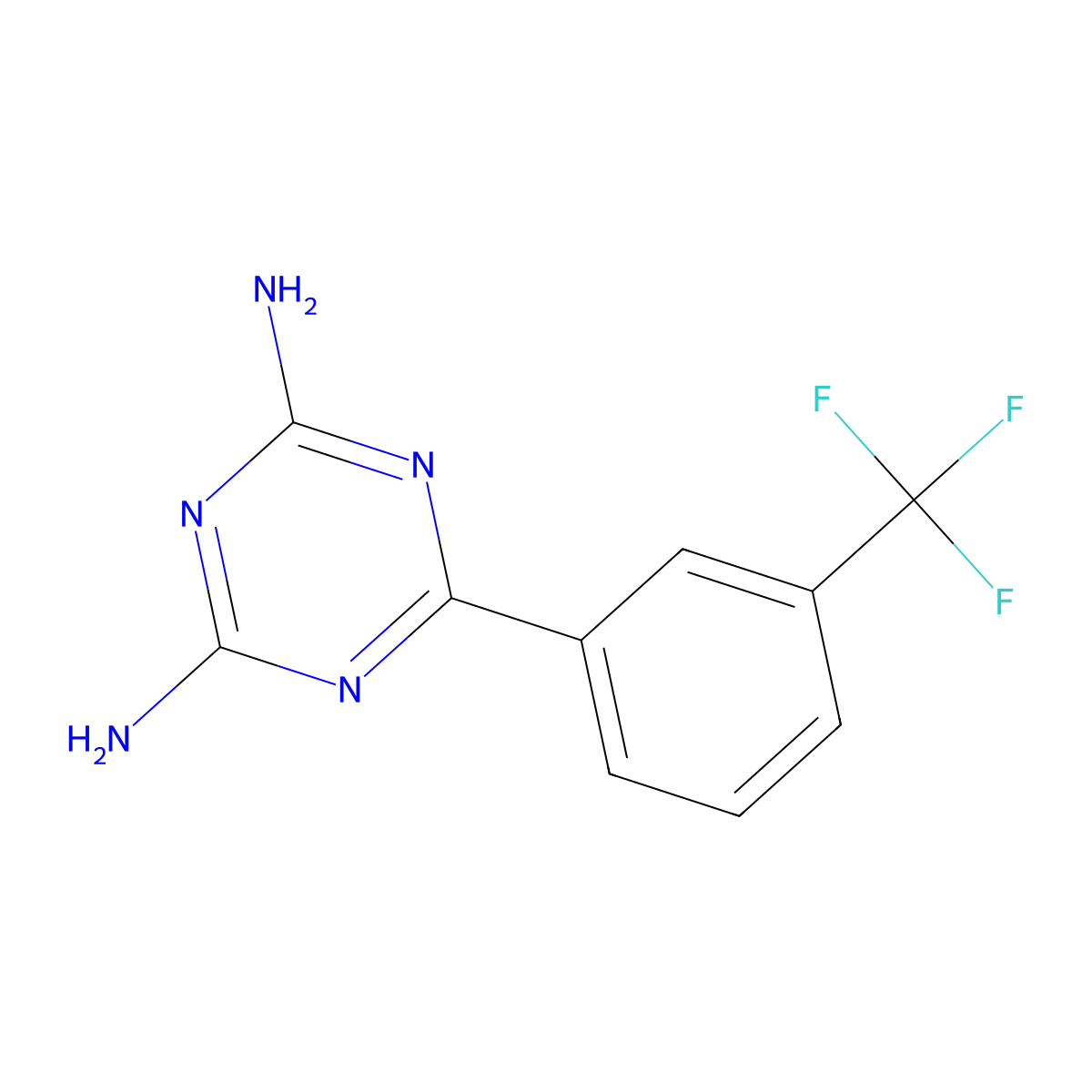 2,4-Diamino-6-(3-(trifluoromethyl)phenyl)-1,3,5-triazine molecular structure, CAS 30508-78-2