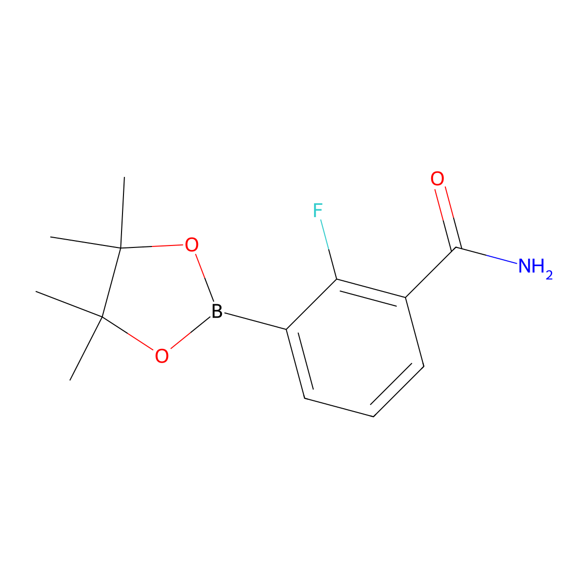 2-Fluoro-3-(4,4,5,5-tetramethyl-1,3,2-dioxaborolan-2-YL)benzamide molecular structure, CAS 3050887-88-9