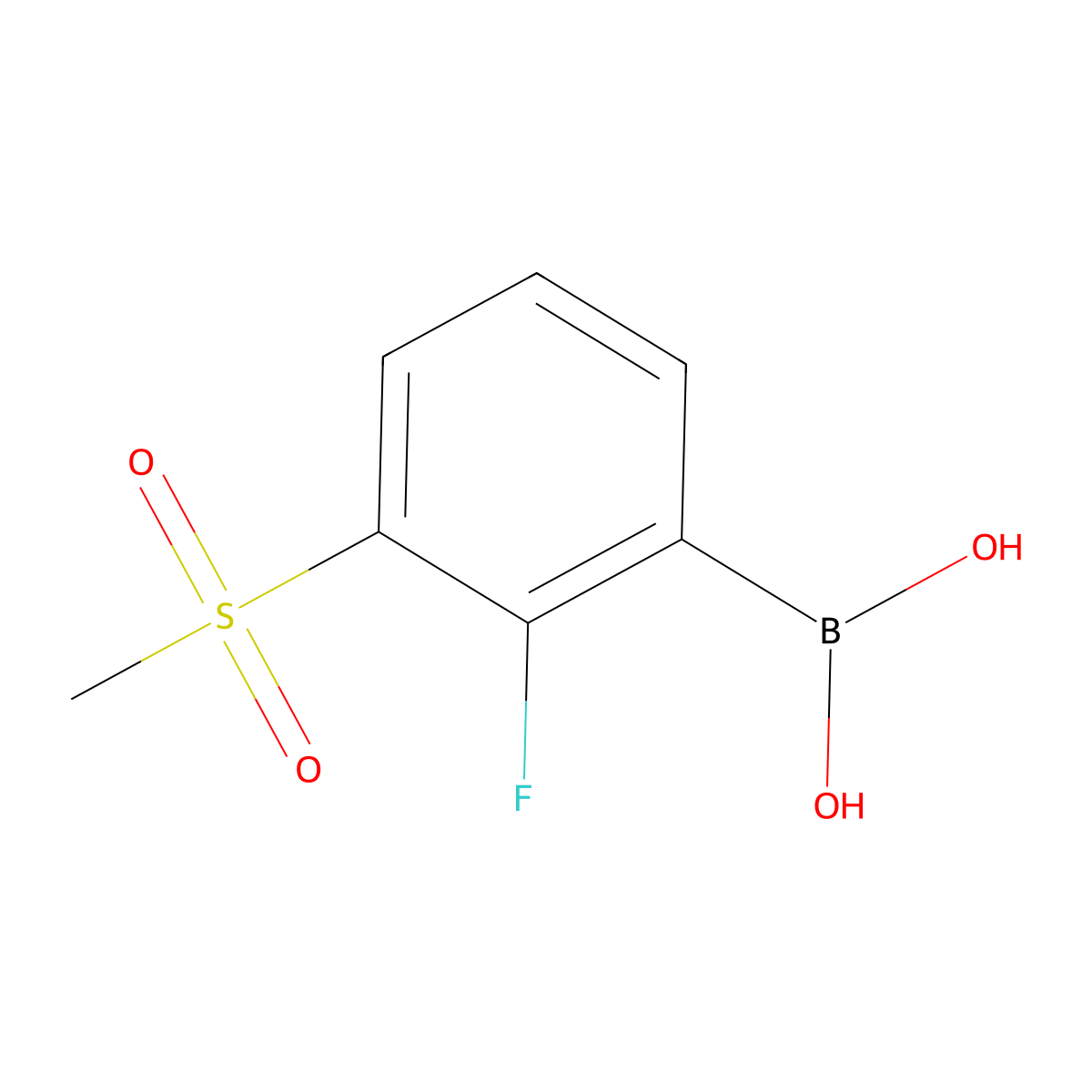 2-Fluoro-3-(methylsulfonyl)phenylboronic acid molecular structure, CAS 3050887-92-5