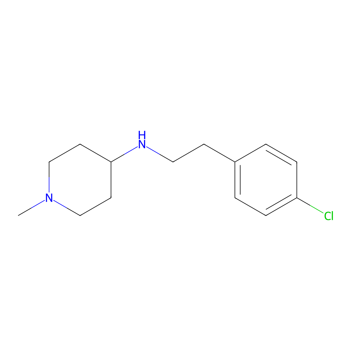 N-[2-(4-chlorophenyl)ethyl]-1-methylpiperidin-4-amine molecular structure, CAS 30509-09-2
