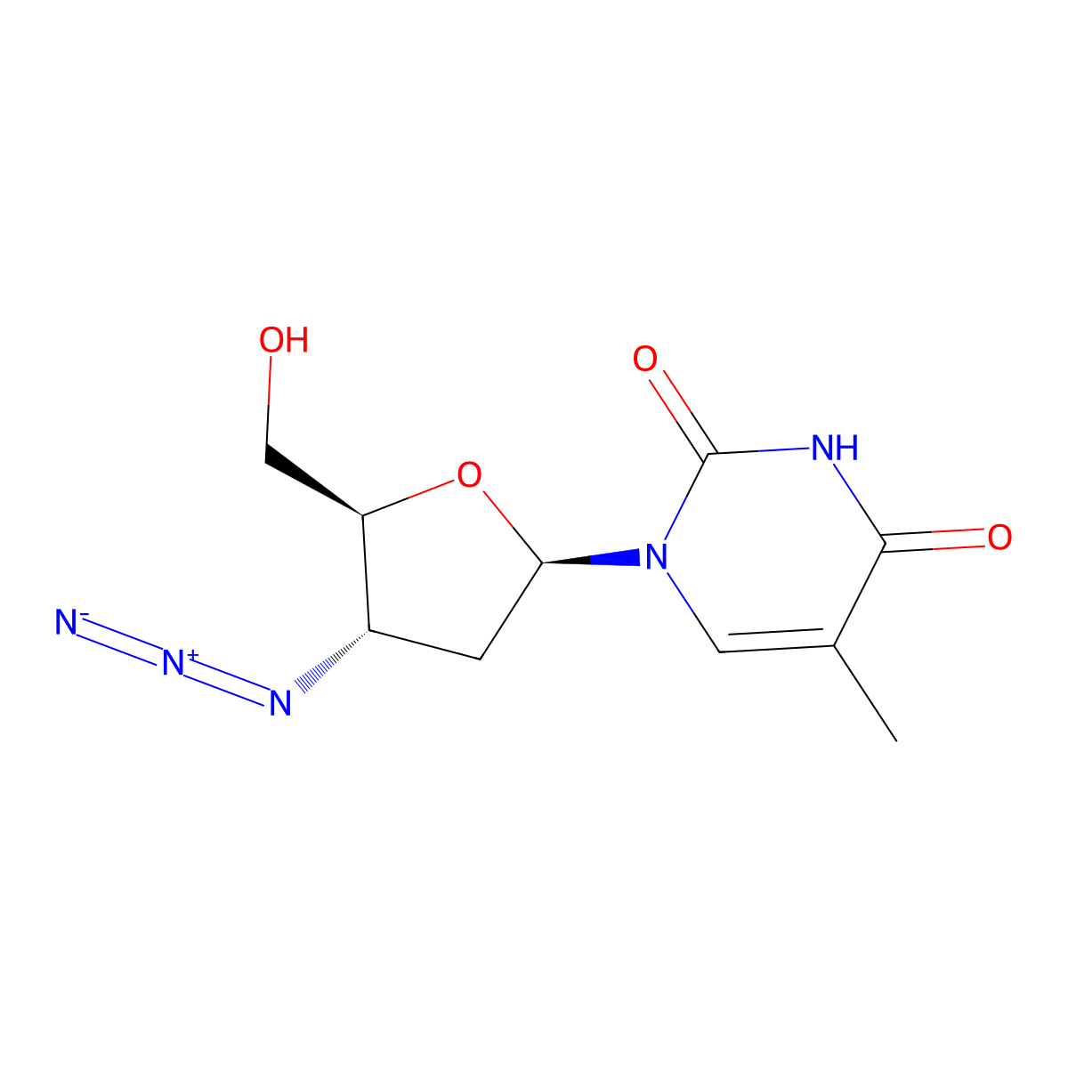 Zidovudine molecular structure, CAS 30516-87-1
