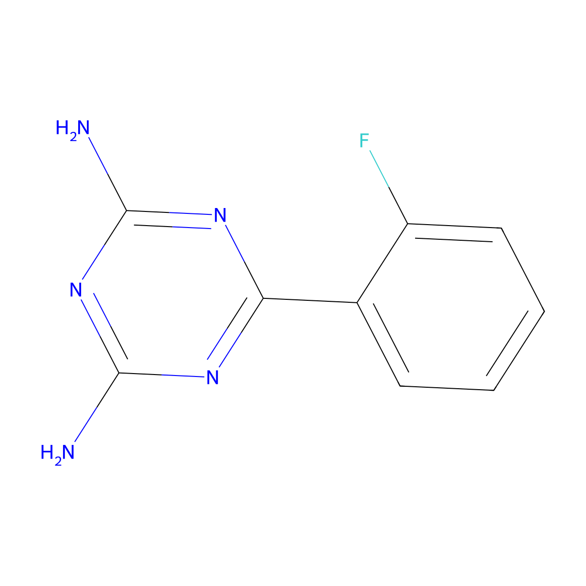 2,4-Diamino-6-(2-fluorophenyl)-1,3,5-triazine molecular structure, CAS 30530-42-8