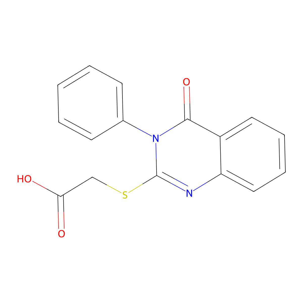 (4-Oxo-3-phenyl-3,4-dihydro-quinazolin-2-ylsulfanyl)-acetic acid molecular structure, CAS 30530-97-3