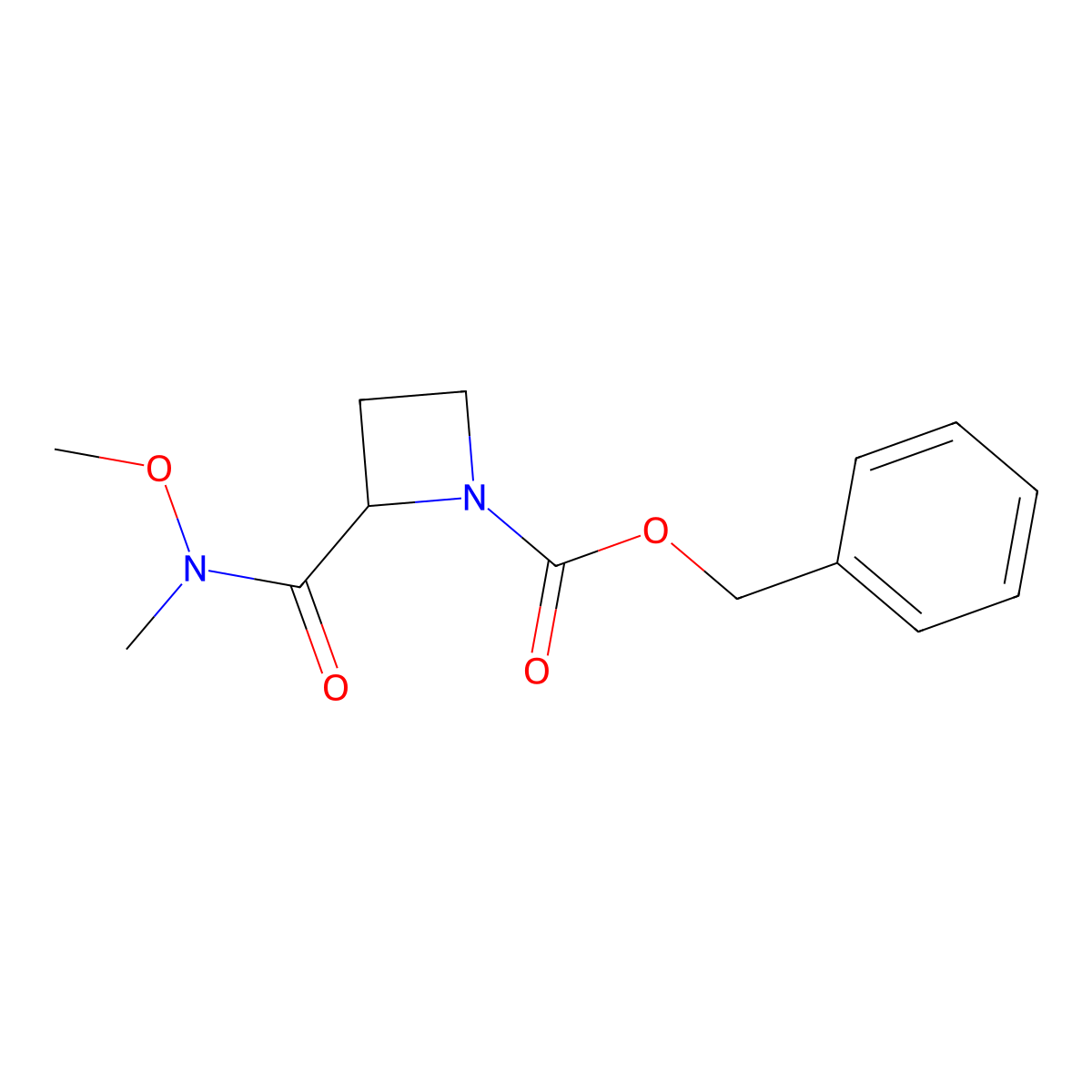 Benzyl 2-(methoxy(methyl)carbamoyl)azetidine-1-carboxylate molecular structure, CAS 3053106-75-2