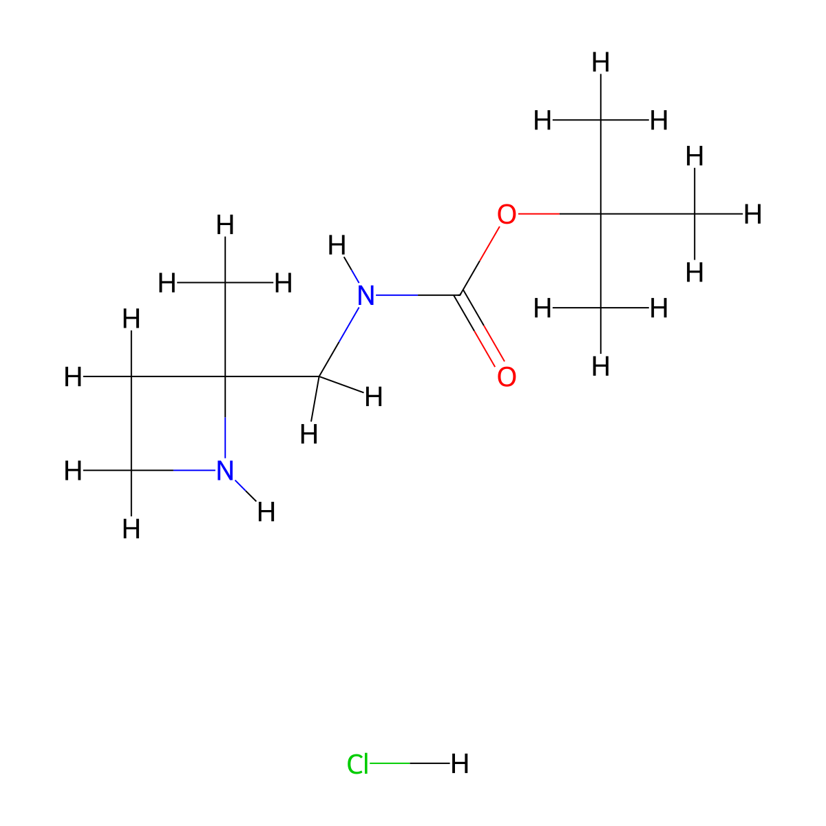 Tert-butyl ((2-methylazetidin-2-YL)methyl)carbamate hydrochloride molecular structure, CAS 3053111-24-0
