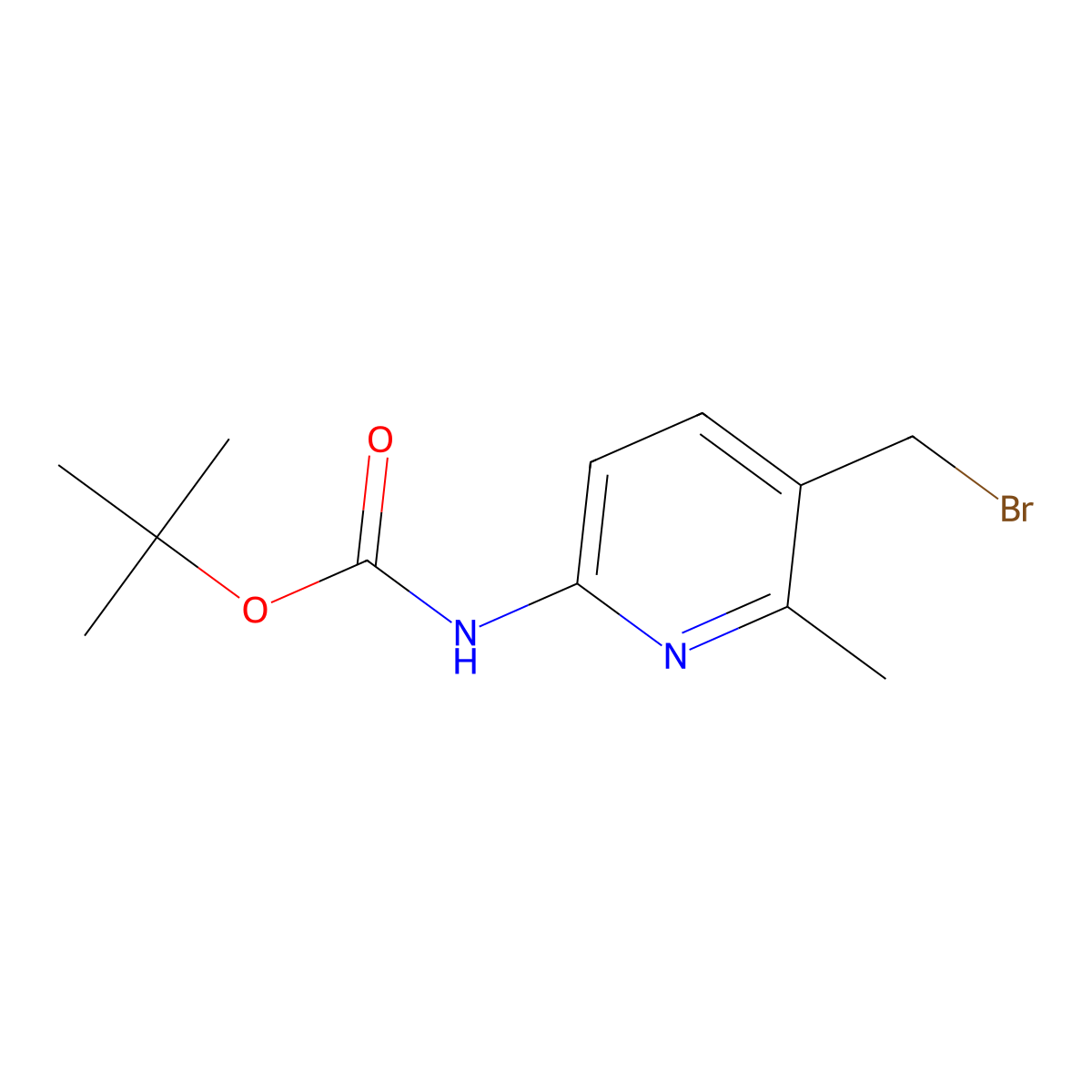 Tert-butyl (5-(bromomethyl)-6-methylpyridin-2-YL)carbamate molecular structure, CAS 305329-57-1