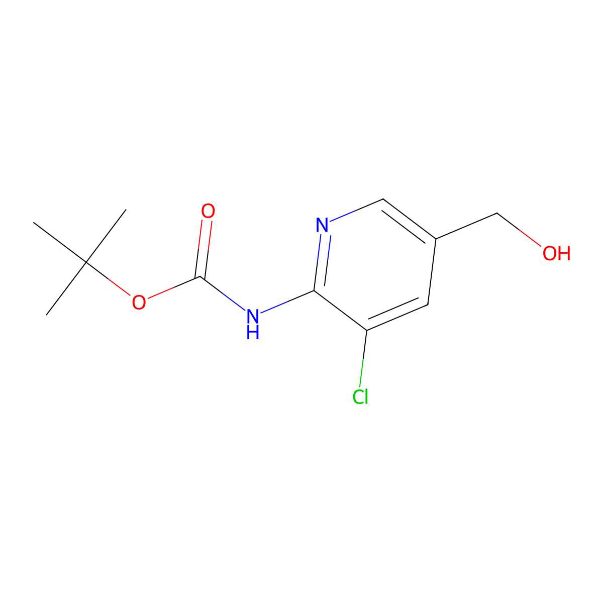 tert-butyl N-[3-chloro-5-(hydroxymethyl)pyridin-2-yl]carbamate molecular structure, CAS 305329-81-1