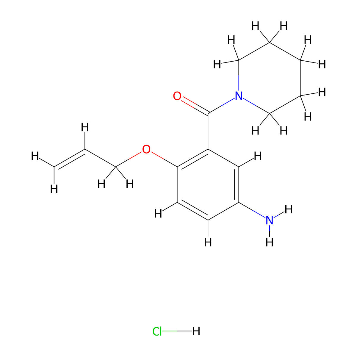 Piperidine, 1-(5-amino-2-(2-propenyloxy)benzoyl)-, monohydrochloride molecular structure, CAS 30533-71-2