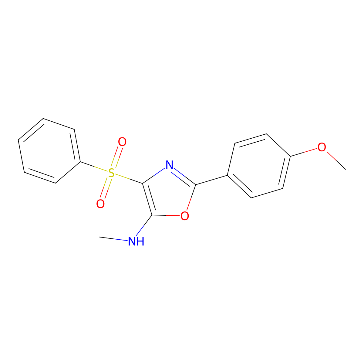 4-(benzenesulfonyl)-2-(4-methoxyphenyl)-N-methyl-1,3-oxazol-5-amine molecular structure, CAS 305330-94-3