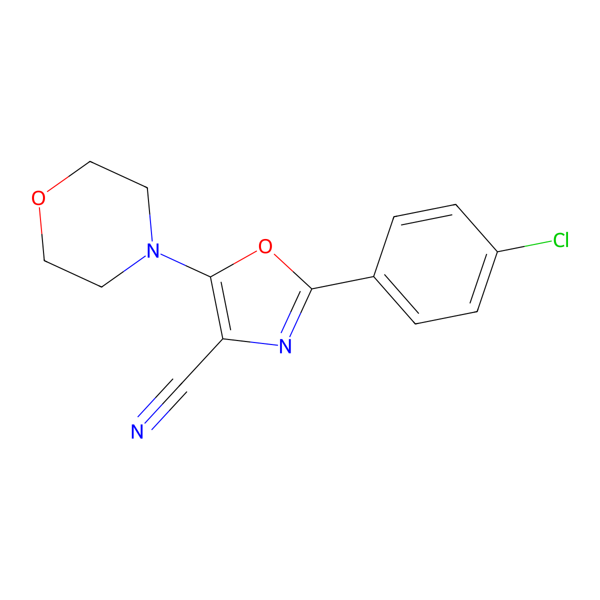 2-(4-Chlorophenyl)-5-morpholin-4-yl-1,3-oxazole-4-carbonitrile molecular structure, CAS 305330-96-5