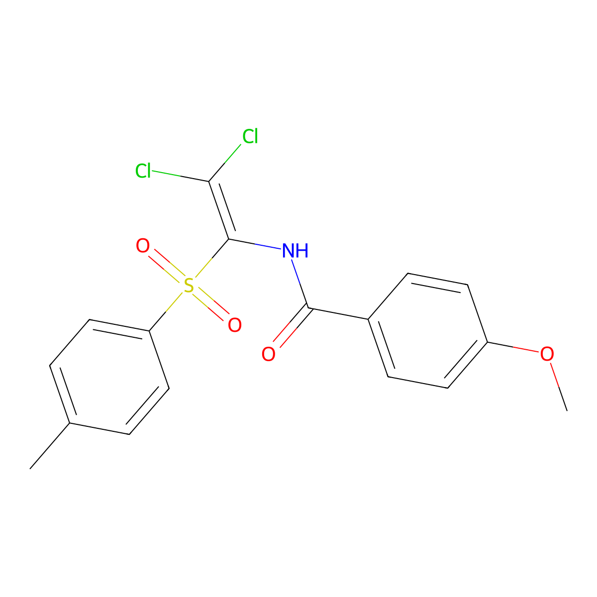 N-[2,2-dichloro-1-(4-methylphenyl)sulfonylethenyl]-4-methoxybenzamide molecular structure, CAS 305331-11-7
