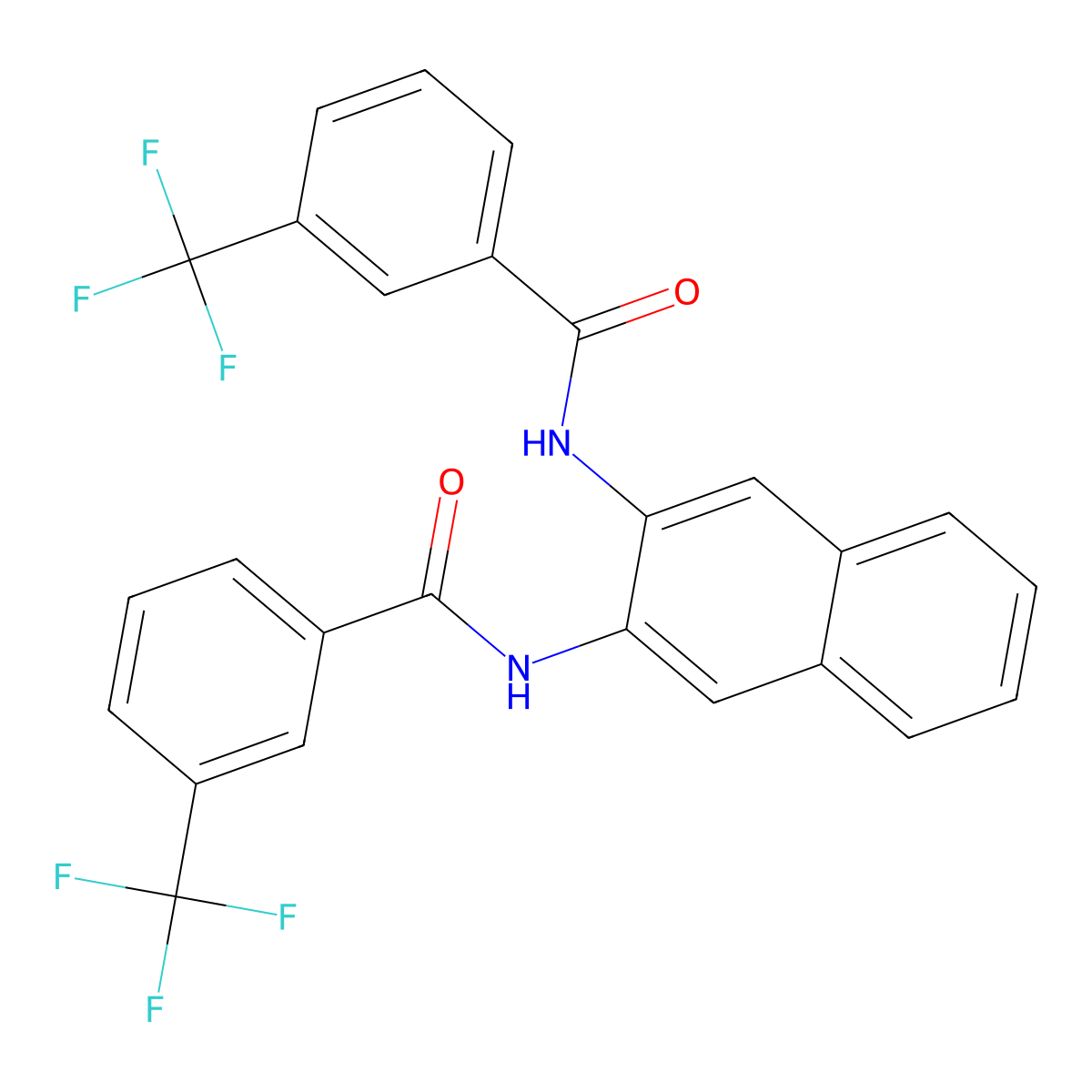3-(trifluoromethyl)-N-[3-[[3-(trifluoromethyl)benzoyl]amino]naphthalen-2-yl]benzamide molecular structure, CAS 305331-37-7