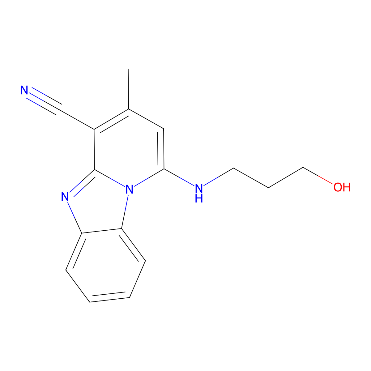 1-(3-Hydroxypropylamino)-3-methylpyrido[1,2-a]benzimidazole-4-carbonitrile molecular structure, CAS 305331-44-6