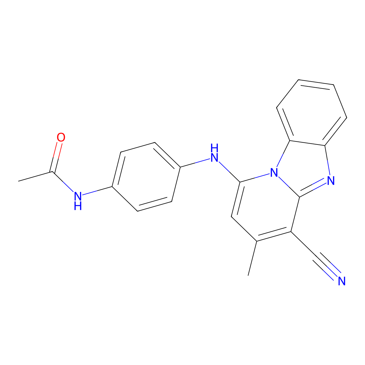 N-[4-[(4-cyano-3-methylpyrido[1,2-a]benzimidazol-1-yl)amino]phenyl]acetamide molecular structure, CAS 305331-63-9