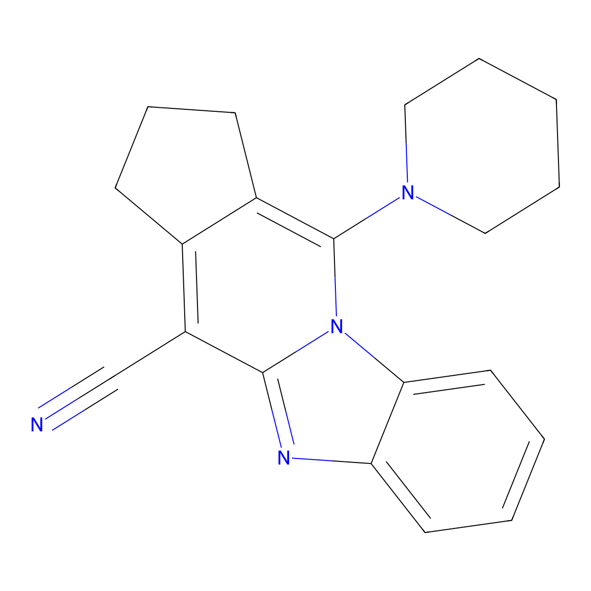 11-(1-piperidinyl)-2,3-dihydro-1H-cyclopenta[4,5]pyrido[1,2-a]benzimidazole-4-carbonitrile molecular structure, CAS 305331-71-9