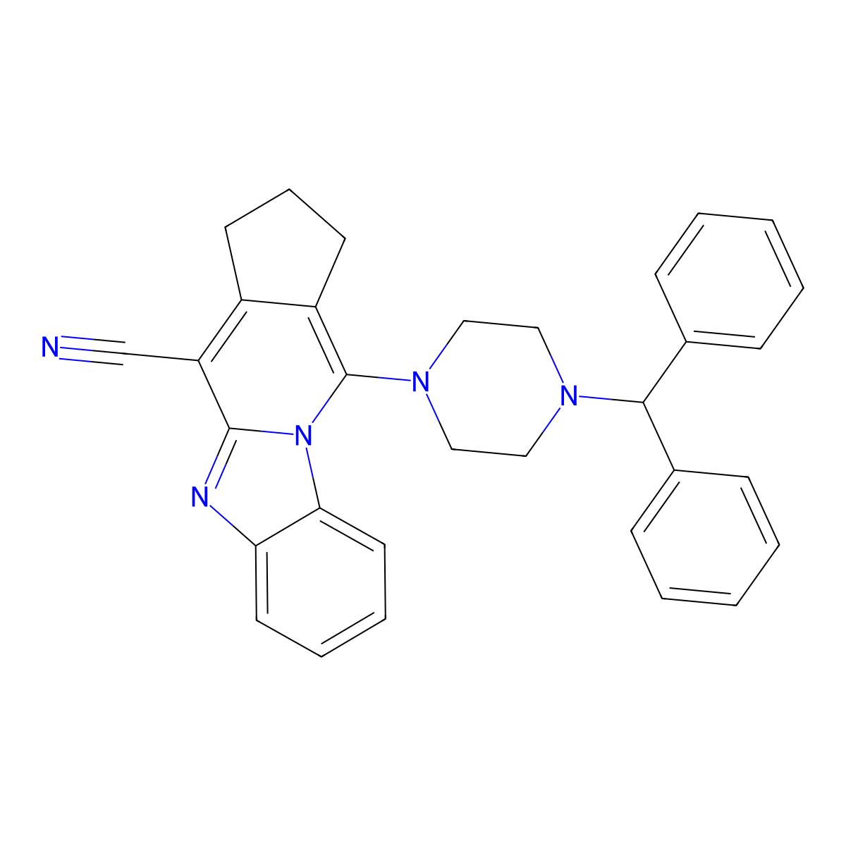 11-(4-benzhydryl-1-piperazinyl)-2,3-dihydro-1H-cyclopenta[4,5]pyrido[1,2-a]benzimidazole-4-carbonitrile molecular structure, CAS 305331-76-4