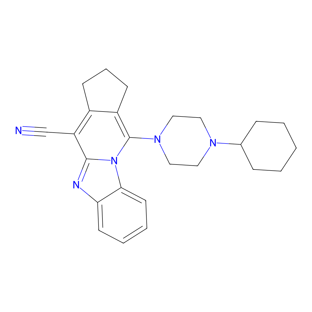 11-(4-cyclohexylpiperazin-1-yl)-2,3-dihydro-1H-cyclopenta[4,5]pyrido[1,2-a]benzimidazole-4-carbonitrile molecular structure, CAS 305331-80-0