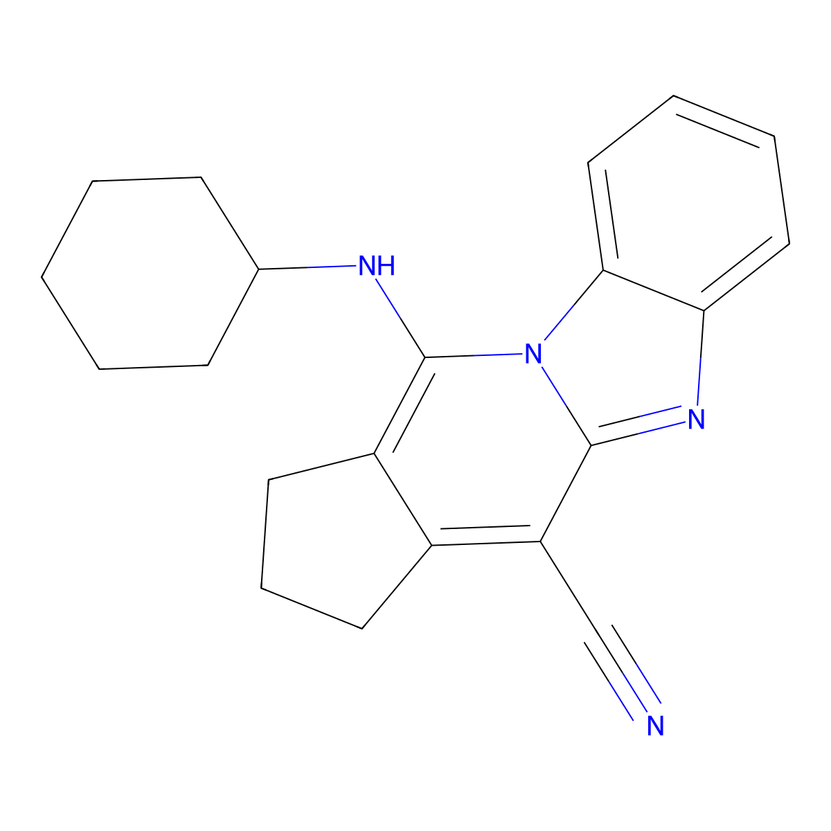 16-(Cyclohexylamino)-1,8-diazatetracyclo[7.7.0.0^{2,7}.0^{11,15}]hexadeca-2(7),3,5,8,10,15-hexaene-10-carbonitrile molecular structure, CAS 305332-01-8