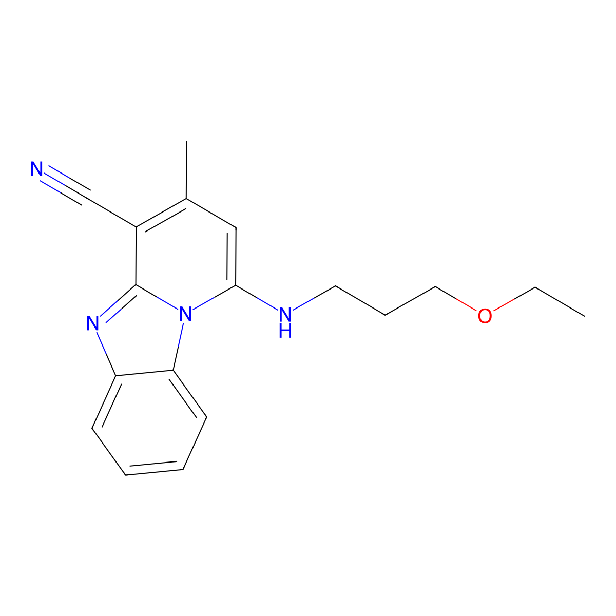 1-(3-Ethoxypropylamino)-3-methylpyrido[1,2-a]benzimidazole-4-carbonitrile molecular structure, CAS 305332-38-1