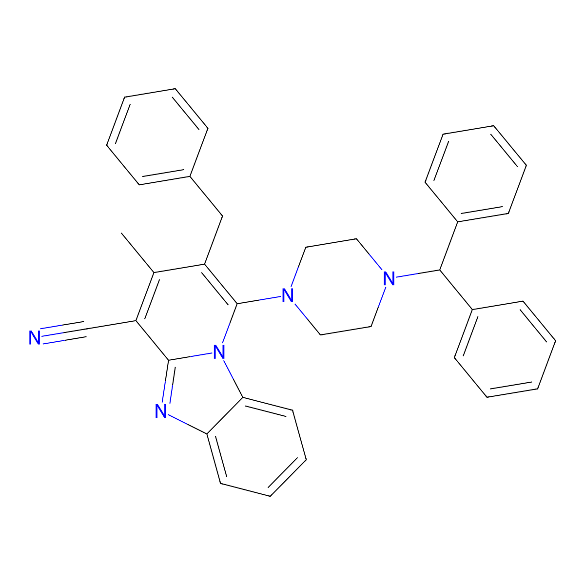 1-(4-Benzhydryl-1-piperazinyl)-2-benzyl-3-methylpyrido[1,2-a]benzimidazole-4-carbonitrile molecular structure, CAS 305332-48-3