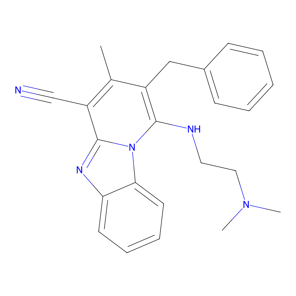 2-Benzyl-1-[2-(dimethylamino)ethylamino]-3-methylpyrido[1,2-a]benzimidazole-4-carbonitrile molecular structure, CAS 305332-64-3