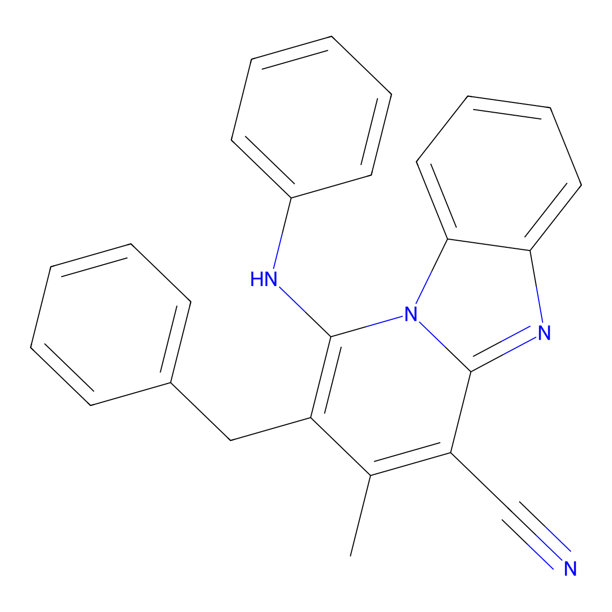 1-Anilino-2-benzyl-3-methylpyrido[1,2-a]benzimidazole-4-carbonitrile molecular structure, CAS 305332-68-7