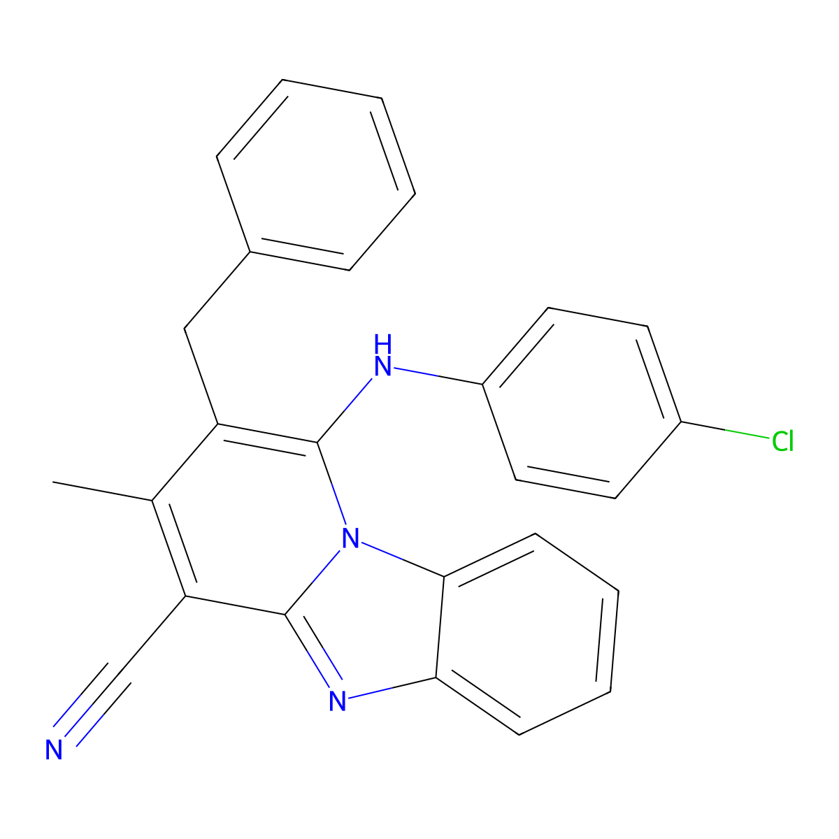 2-Benzyl-1-(4-chloroanilino)-3-methylpyrido[1,2-a]benzimidazole-4-carbonitrile molecular structure, CAS 305332-70-1