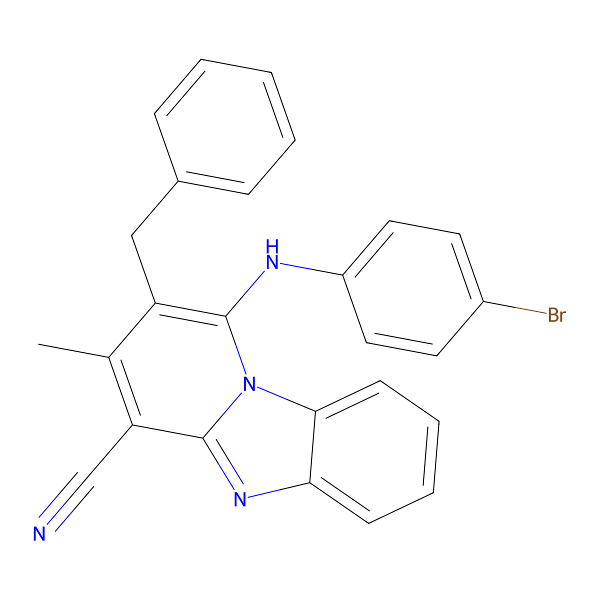 2-Benzyl-1-(4-bromoanilino)-3-methylpyrido[1,2-a]benzimidazole-4-carbonitrile molecular structure, CAS 305332-72-3