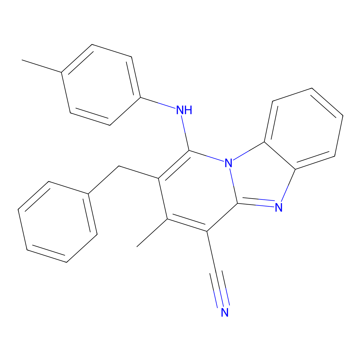 12-Benzyl-11-methyl-13-[(4-methylphenyl)amino]-1,8-diazatricyclo[7.4.0.0^{2,7}]trideca-2(7),3,5,8,10,12-hexaene-10-carbonitrile molecular structure, CAS 305332-74-5