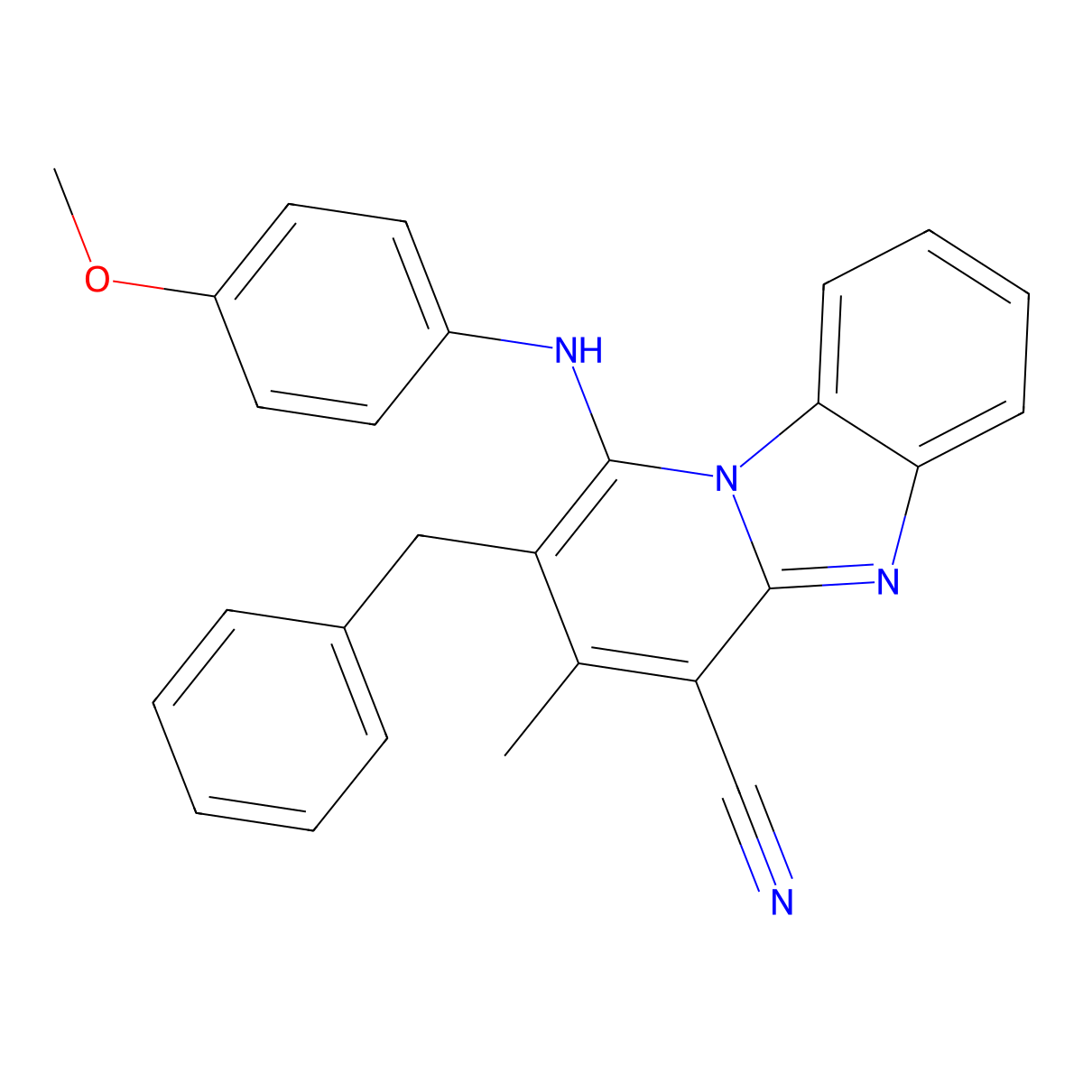2-Benzyl-1-(4-methoxyanilino)-3-methylpyrido[1,2-a]benzimidazole-4-carbonitrile molecular structure, CAS 305332-82-5