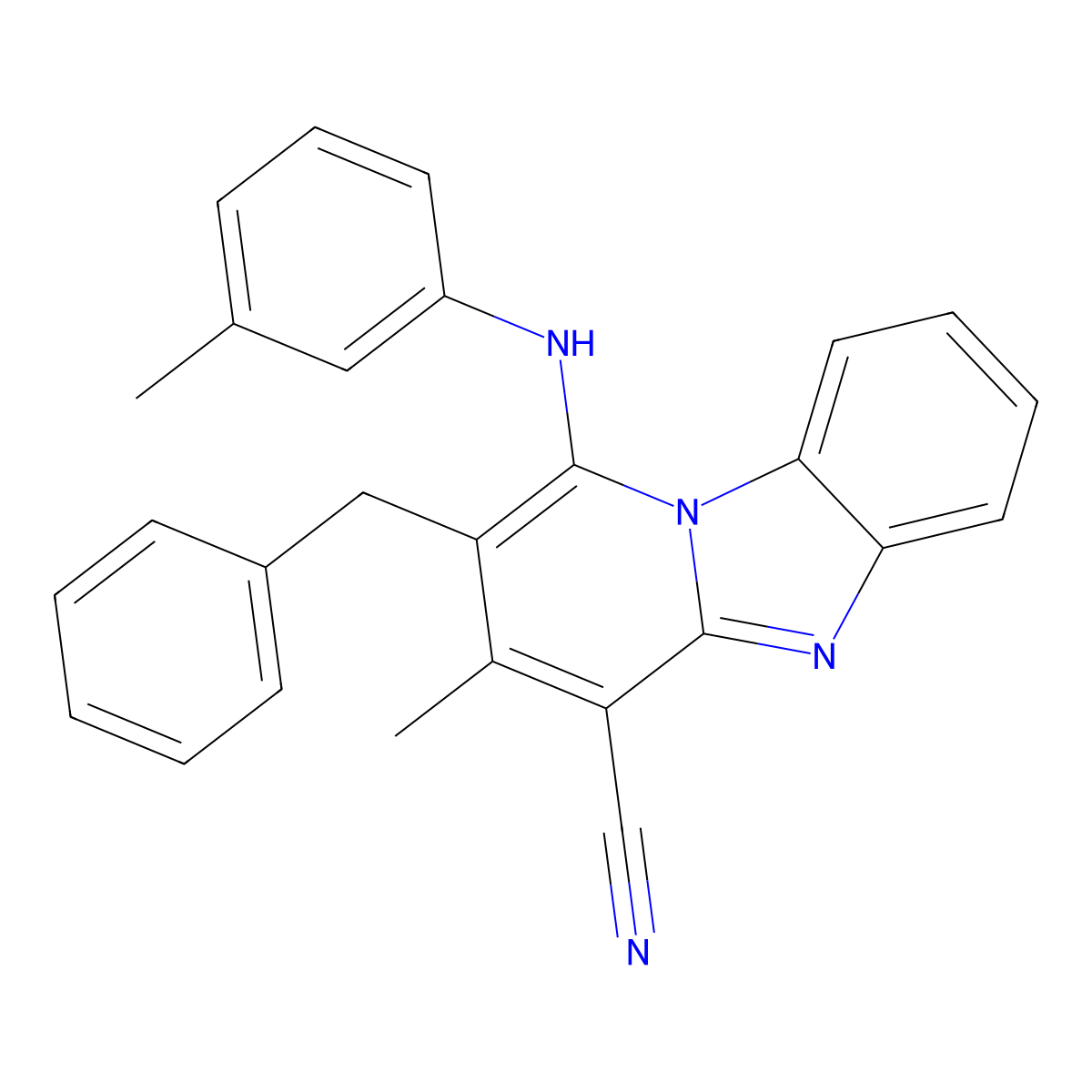 2-Benzyl-3-methyl-1-[(3-methylphenyl)amino]pyrido[1,2-a]benzimidazole-4-carbonitrile molecular structure, CAS 305332-84-7