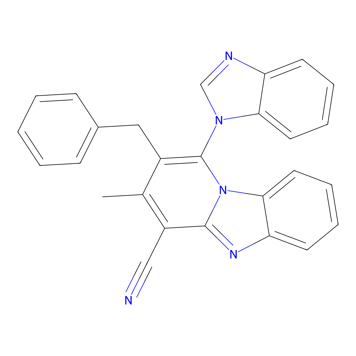 1-(1H-benzimidazol-1-yl)-2-benzyl-3-methylpyrido[1,2-a]benzimidazole-4-carbonitrile molecular structure, CAS 305332-94-9