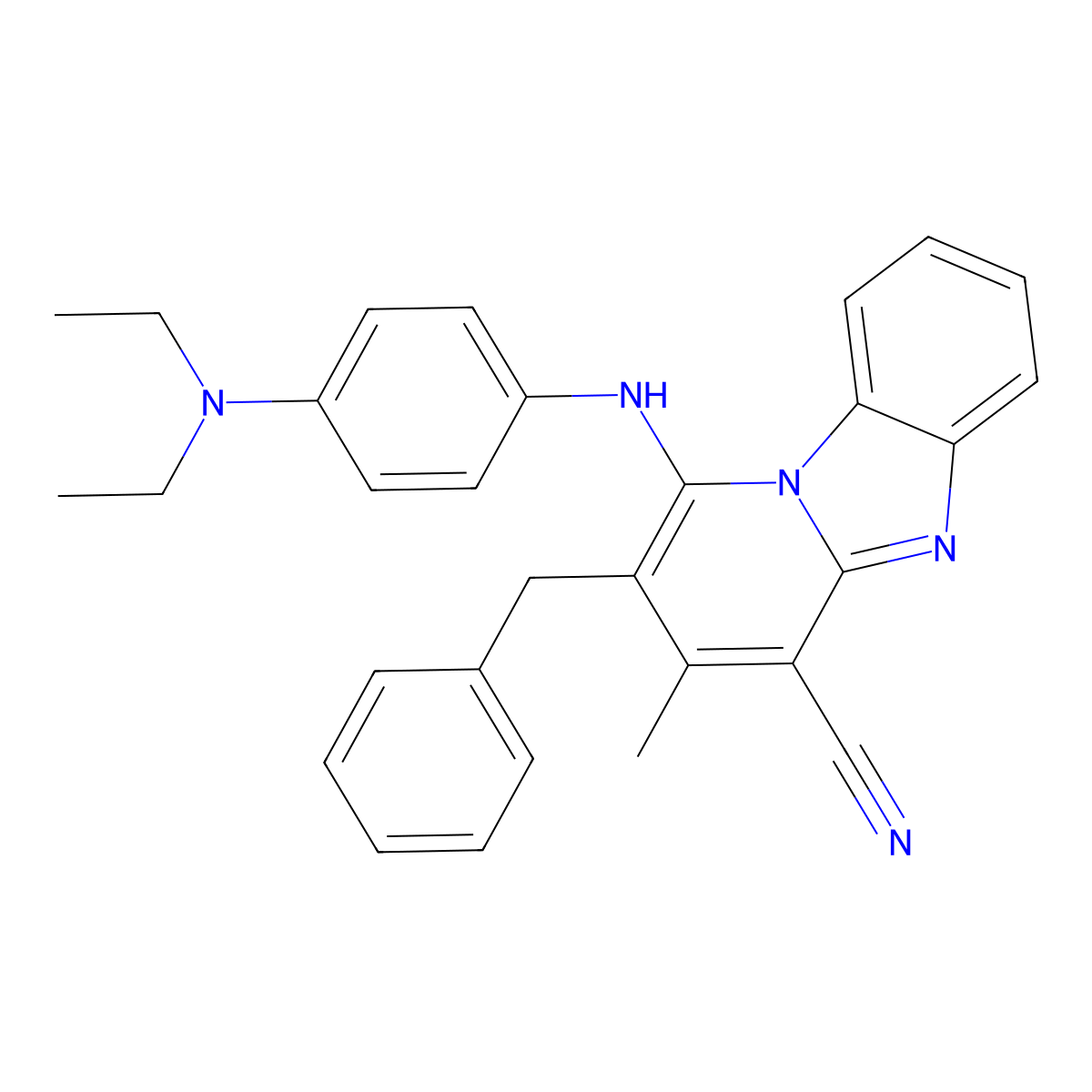2-Benzyl-1-[4-(diethylamino)anilino]-3-methylpyrido[1,2-a]benzimidazole-4-carbonitrile molecular structure, CAS 305332-98-3