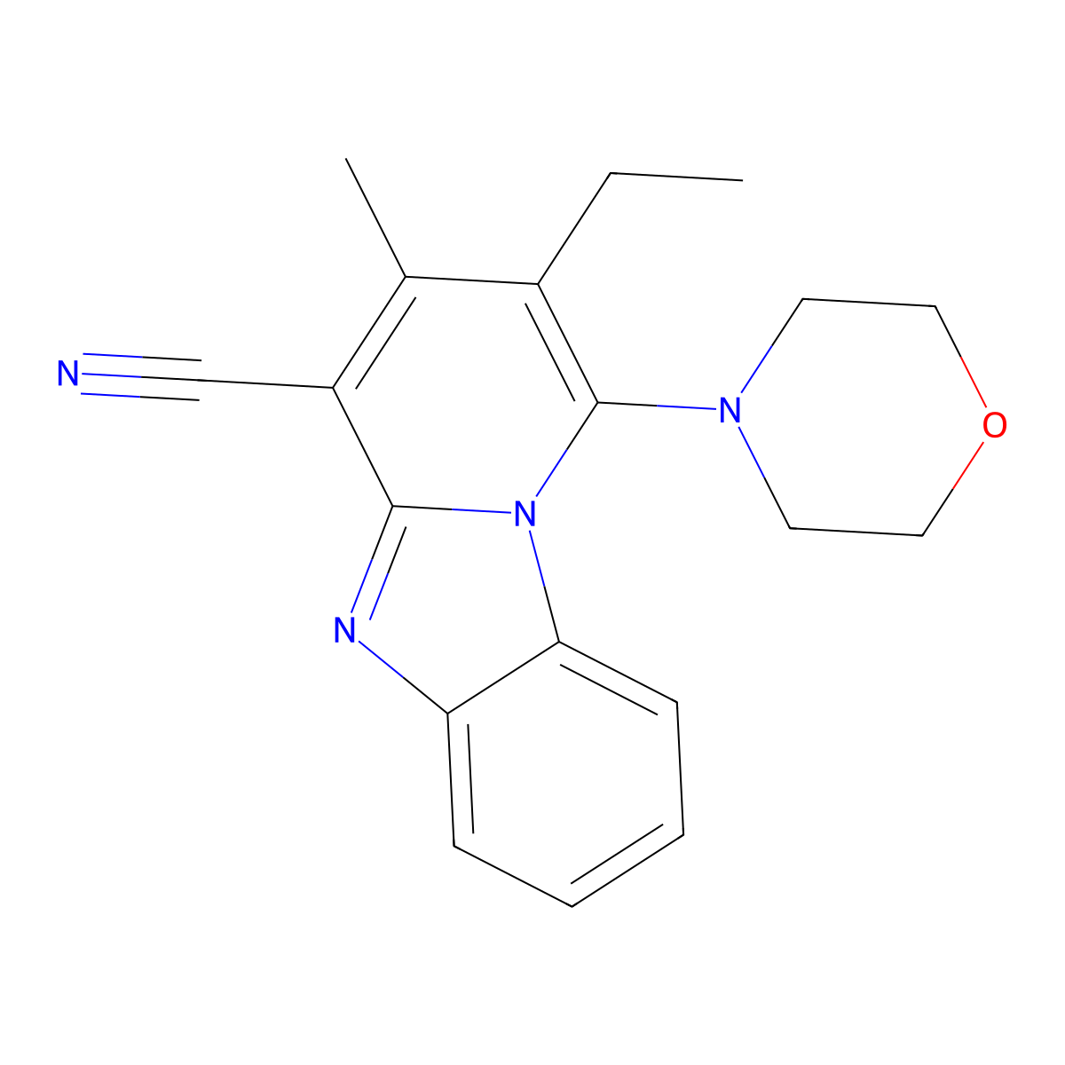 2-Ethyl-3-methyl-1-morpholin-4-ylpyrido[1,2-a]benzimidazole-4-carbonitrile molecular structure, CAS 305333-00-0