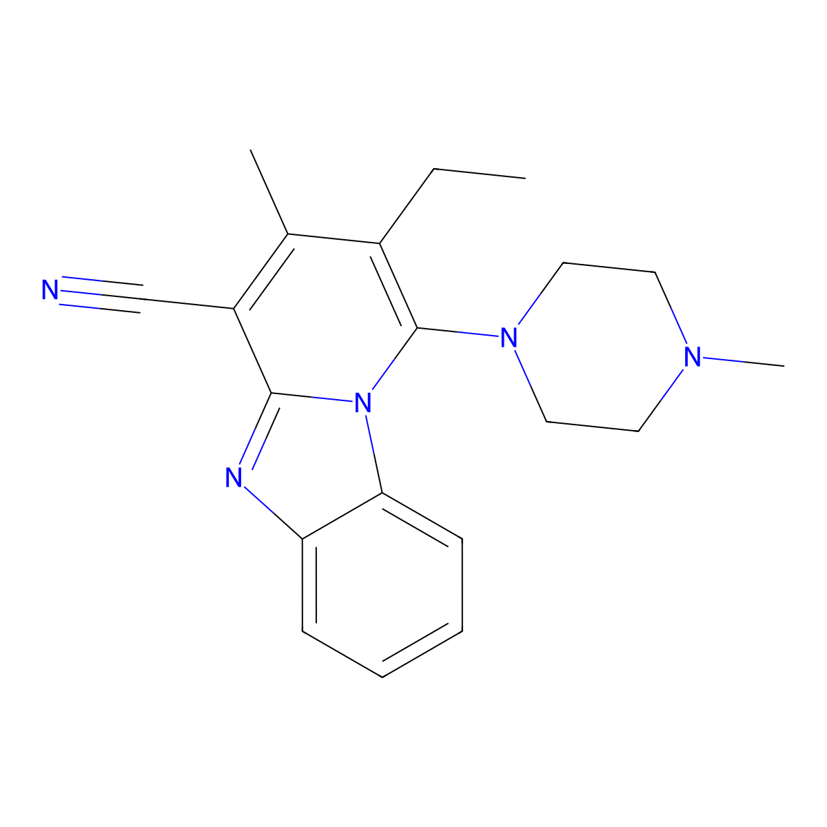 2-Ethyl-3-methyl-1-(4-methylpiperazin-1-yl)pyrido[1,2-a]benzimidazole-4-carbonitrile molecular structure, CAS 305333-07-7