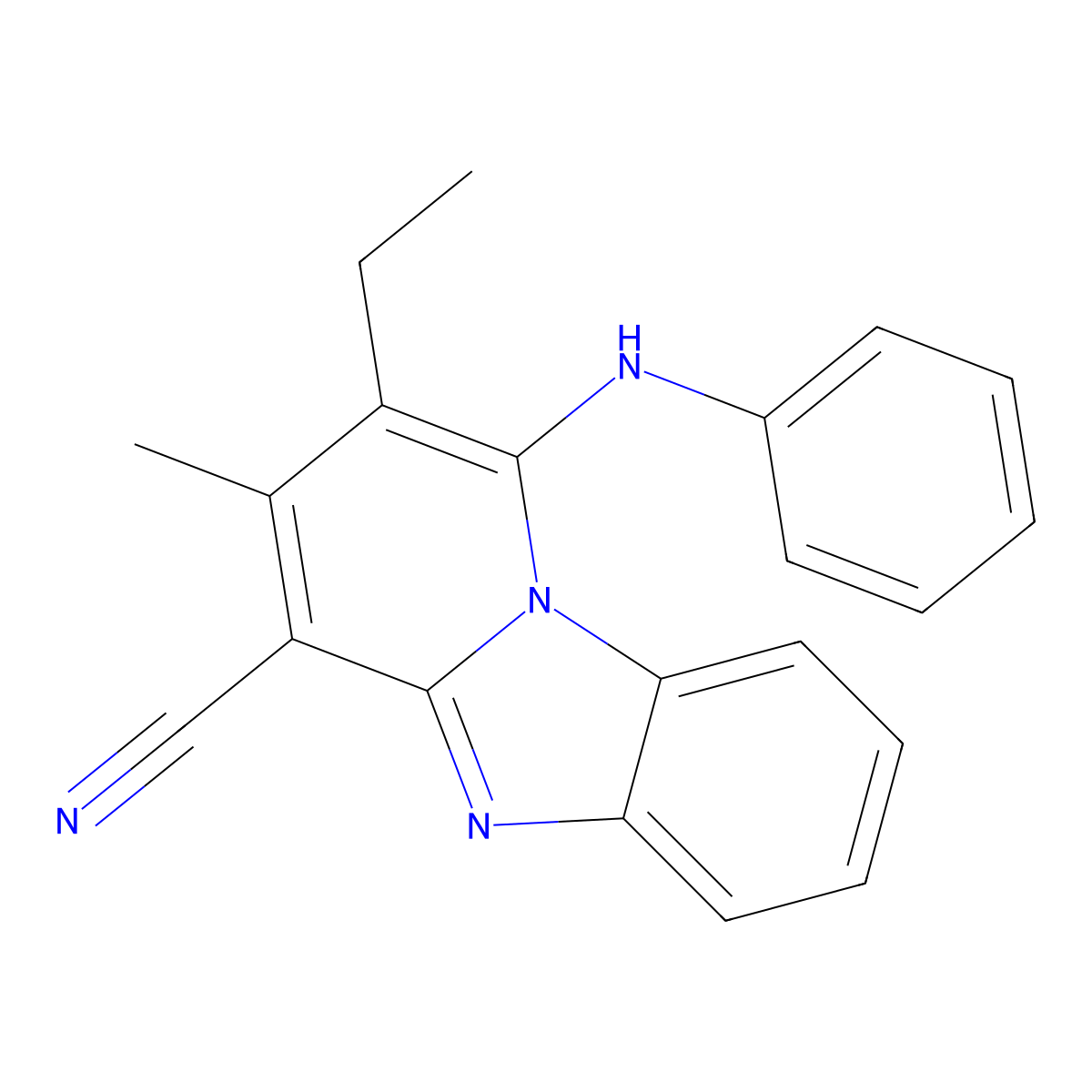1-Anilino-2-ethyl-3-methylpyrido[1,2-a]benzimidazole-4-carbonitrile molecular structure, CAS 305333-23-7