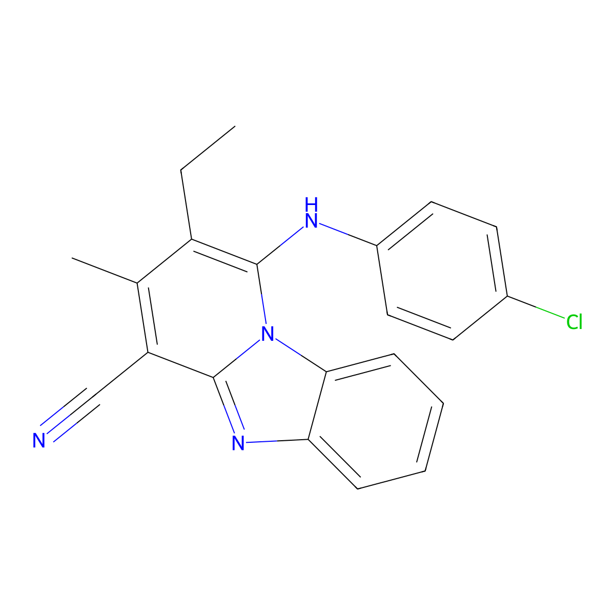 1-(4-Chloroanilino)-2-ethyl-3-methylpyrido[1,2-a]benzimidazole-4-carbonitrile molecular structure, CAS 305333-30-6