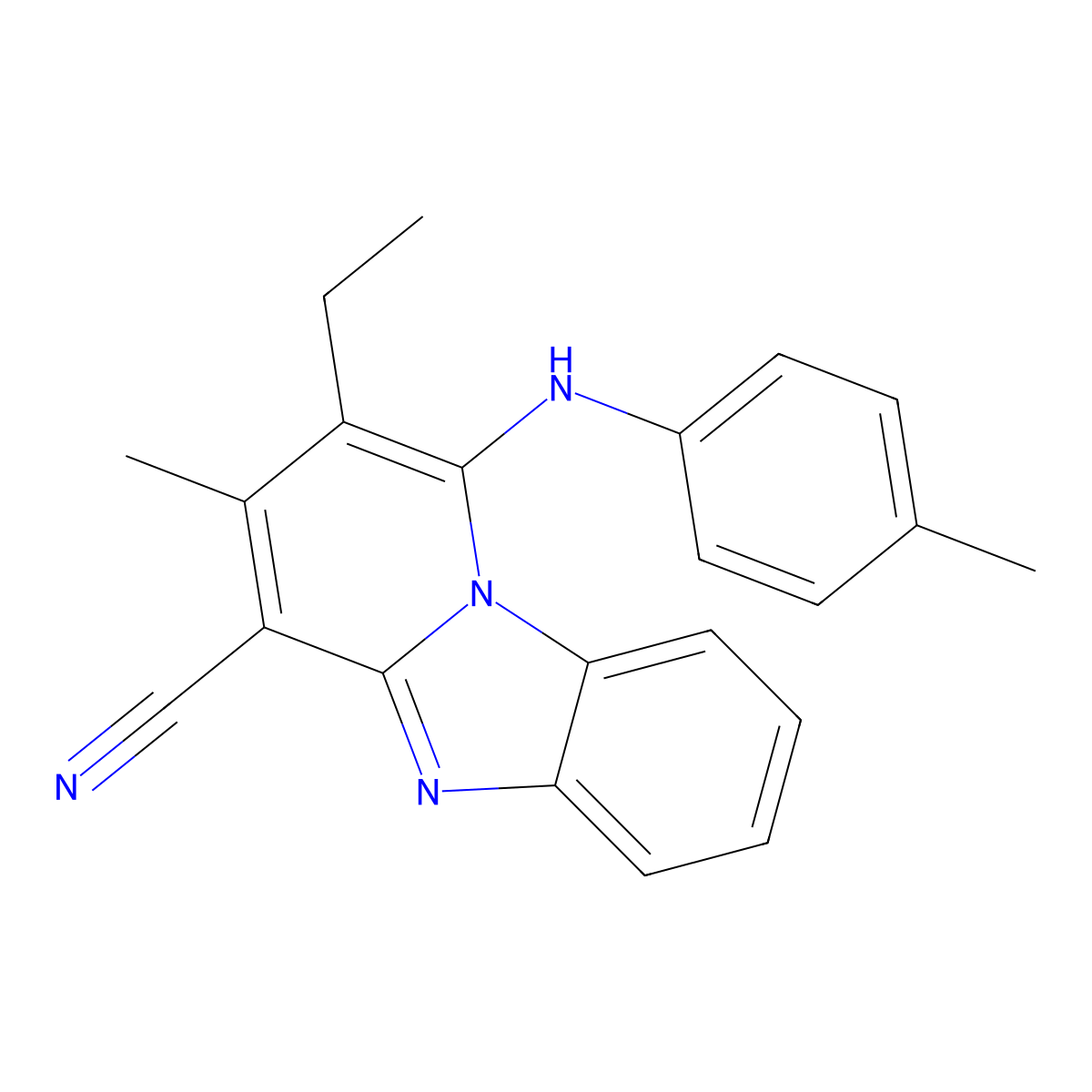 2-Ethyl-3-methyl-1-(4-methylanilino)pyrido[1,2-a]benzimidazole-4-carbonitrile molecular structure, CAS 305333-32-8