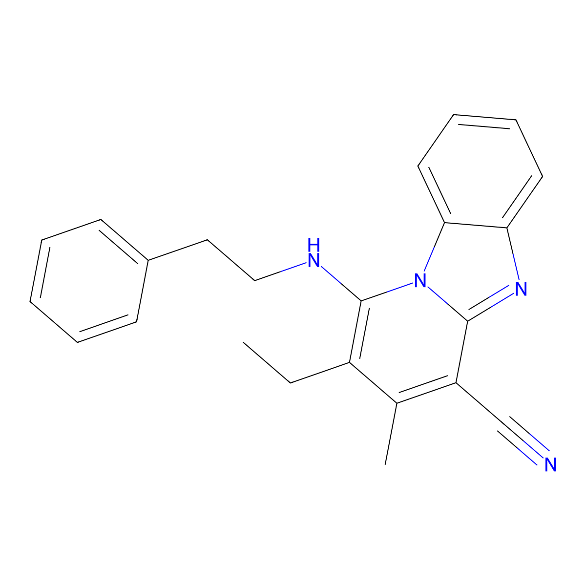 2-Ethyl-3-methyl-1-[(2-phenylethyl)amino]pyrido[1,2-a]benzimidazole-4-carbonitrile molecular structure, CAS 305333-34-0